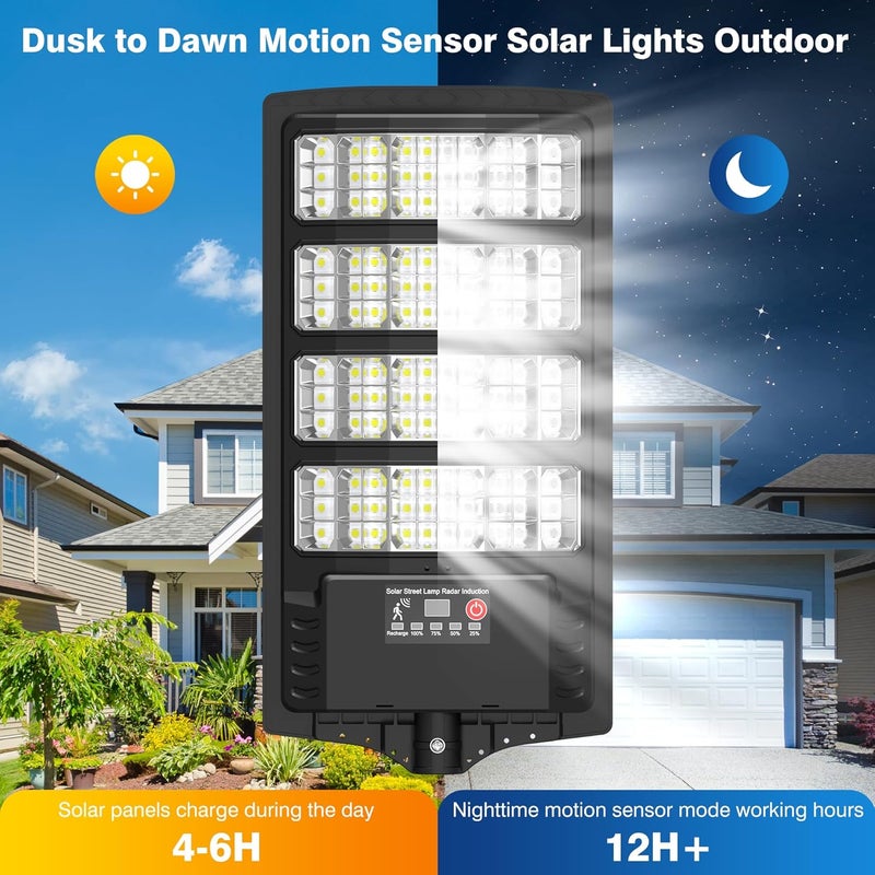 Vipzon Solar Lights Outdoor - 6500K Solar Street Lights Outdoor Dusk to Dawn, 270° Wide Angle Security Flood Light IP66 Waterproof Solar Lights, Motion Sensor Led Street Lights For Yard/Road/Farm-2PACK - Image 3